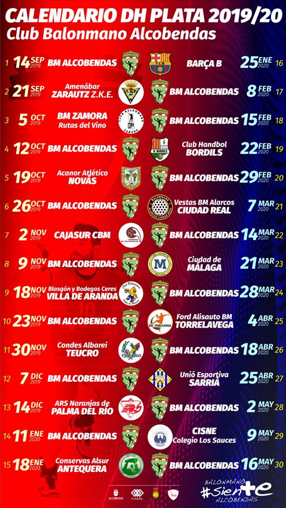 Calendario de la liga DHP 2019/2020