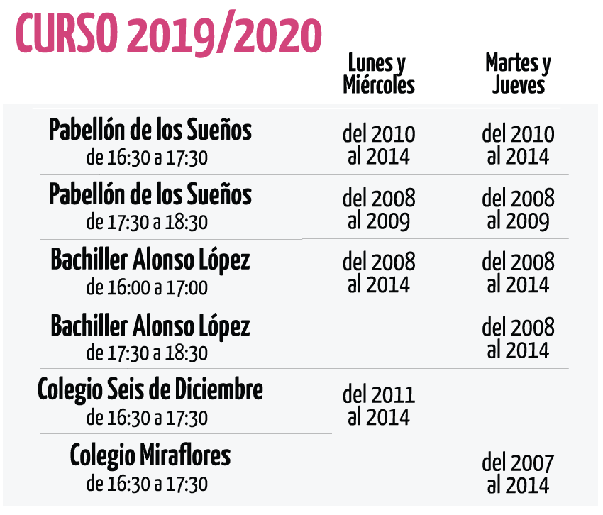 Horarios Escuela 19/20